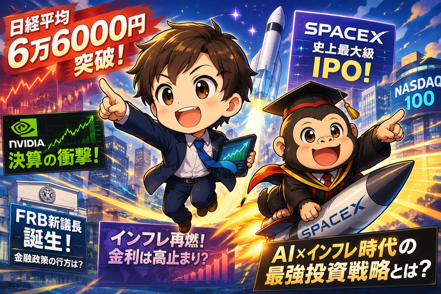 【最新】日経平均6万6000円突破とSpaceX上場！激動の経済ニュースから読み解く「AI×インフレ時代」の投資戦略